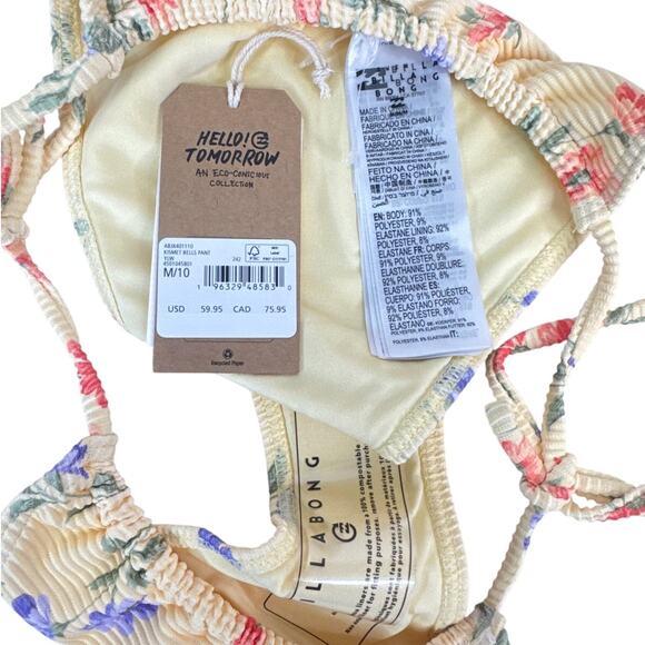 NWT Billabong Kismet Bells Tie Side Bikini Bottoms Women’s Size M/10 - Picture 4 of 6